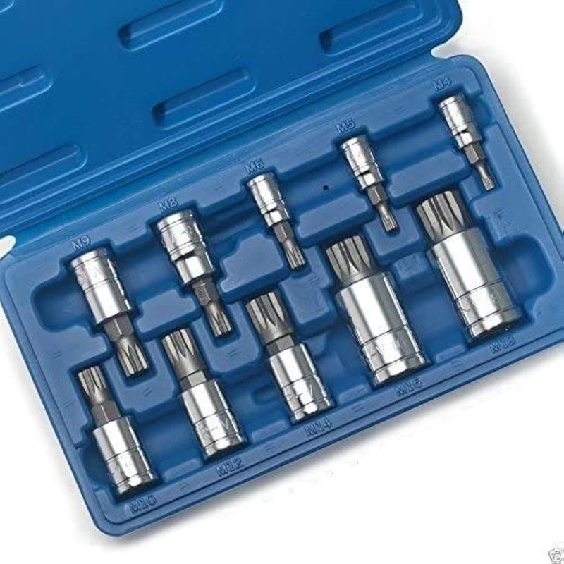 J&R Quality Tools XZN Triple Square Spline Bit Socket Set, S2 Steel | 10-Piece Set - Image 1